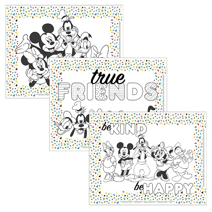 J.L. Childress Disney Baby Side Sling Cargo Net, Stroller Organizer & 24 Pack ColorMe Placemats with Mickey Black