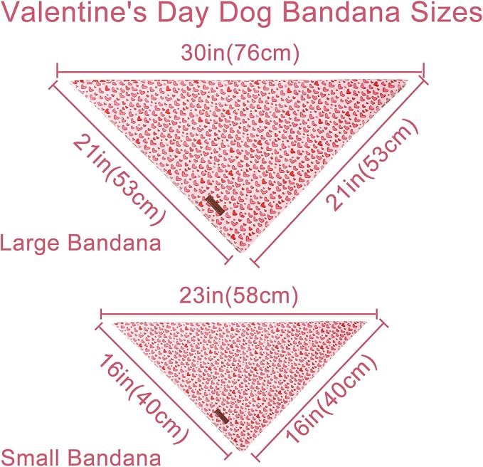 Valentine's Dog Bandana, UP URARA PUP Soft Cotton Adjustable Pet Scarf for Small, Medium, and Large Dogs, Cute and Comfortable Dog Accessory,S