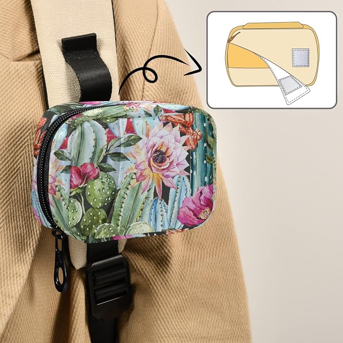 Watercolor Cactus Flower Pill Box 7 Day Pill Case Travel Pill Organizer Bag with Zipper Portable Weekly Case Compact Size for Vitamin Supplement Holder