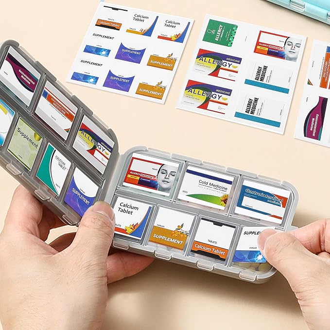 Medicine Labels Stickers for Pill Organizers - 240 Pcs, Quickly Identify Drugs, Home and Travel Essentials, Suitable for Pocket Pharmacy,Pill Box, Pill Bottle, Pill Pouch Bags (240