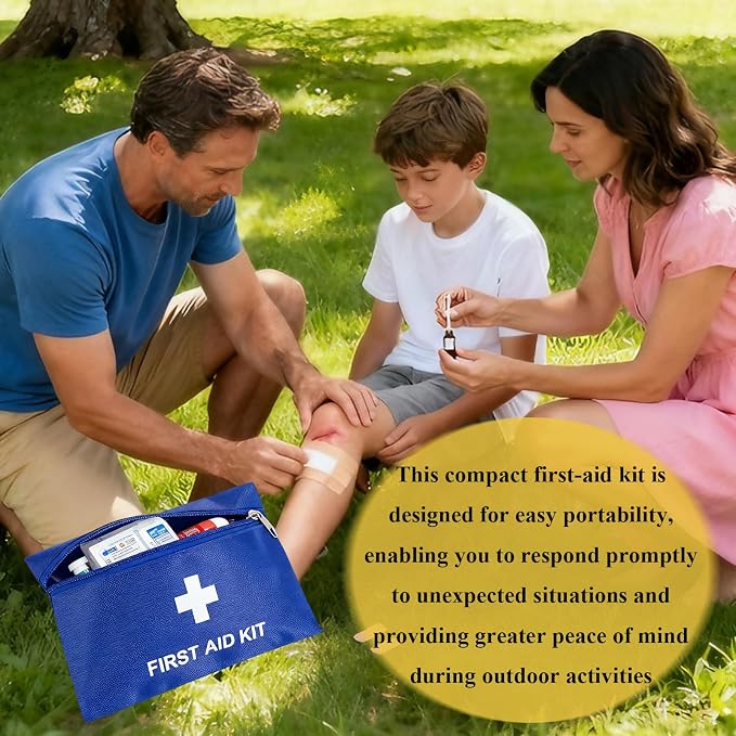 First Aid Bags Empty,Mini First Aid Pouch Empty,Mini First Aid Kit Bulk,Zipper Pouches for Emergency,Travel and Outdoor (Blue 12 Pack, 5.5 * 7.8 inch)