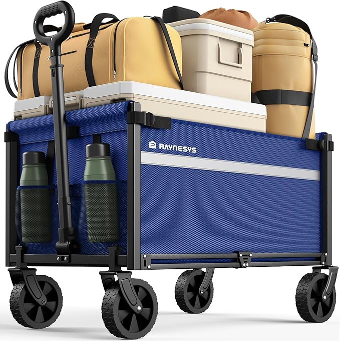 Collapsible Wagon Cart with Wheels, 220LBS for Grocery Shopping Camping | 110L Capacity Wagons Carts Foldable,220LBS Heavy Duty Wagon Carts, Lightweight Portable Utility Cart,All-Terrain Wheels
