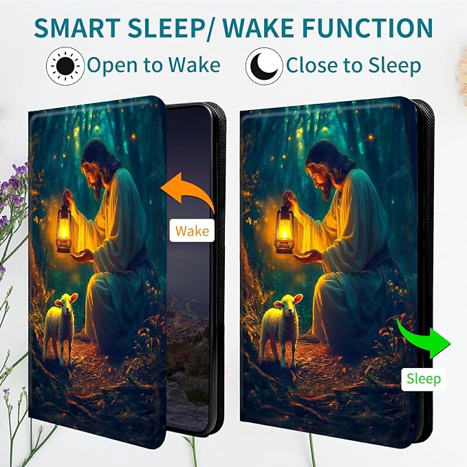 Case for Samsung Tab A11+ Plus 2026/Galaxy A9 Plus 11" 2024, 360 Degree Rotating Stand with Multi-Angle Vertical & Horizontal Viewing Shockproof Shell for Women Men, Man Sheep Forest