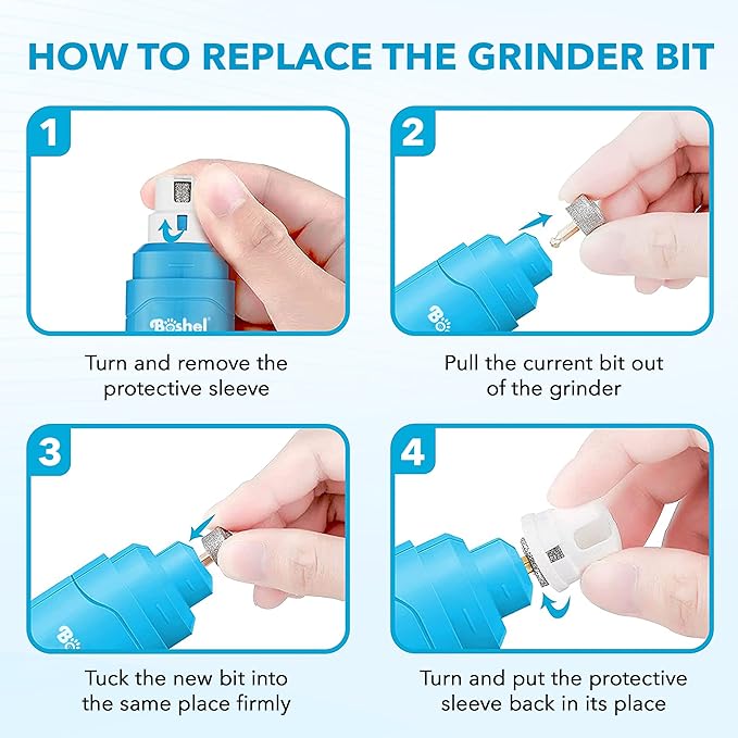 Boshel Dog Nail Grinder Replacement Heads, Replaceable Diamond Tip Head for Professional Dog Claw Smoothing Grinder, 2 Pack