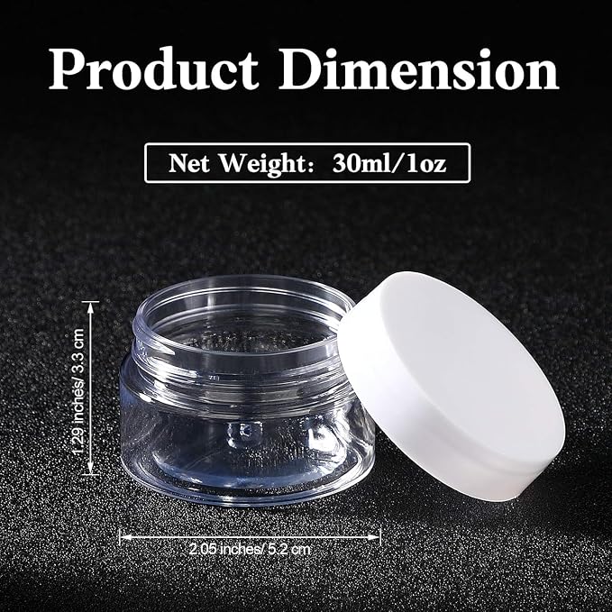Patelai 60 Pcs Plastic Containers with Lids, Round Leakproof Cosmetic Containers, Multipurpose Storage Jars for Makeup, Lotion, Ointment, Rhinestone Samples, Dry Food and Toiletries(White,1 oz)