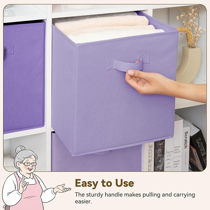 GRANNY SAYS 13 Inch Cube Storage Organizer, Purple Gradient, 6-Pack | Collapsible Storage Cubes with Thickened Base Plate, Sturdy Handles, Decorative Baskets for Shelves, Closet
