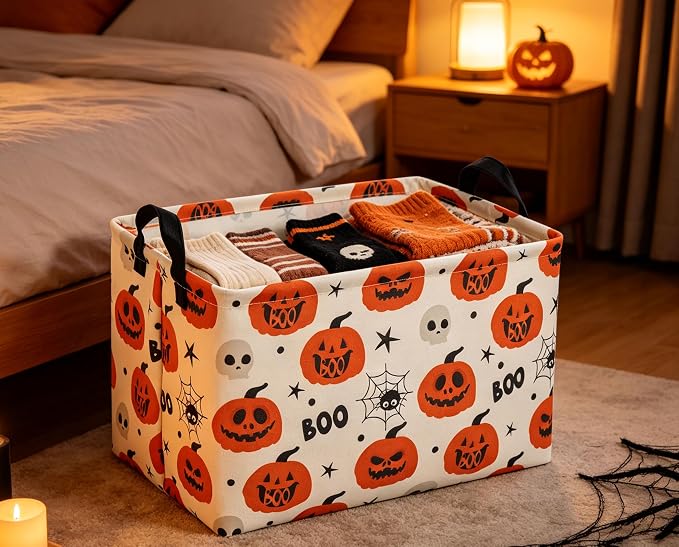 Rectangle Baskets Halloween Basket Spider Storage Bin for Room Decor Gift Basket(Spider Halloween)
