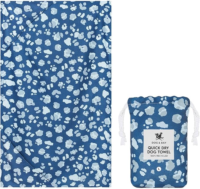Dock & Bay Pet Towel - Super Absorbent & Quick Drying Dog Towels with Bag - 100% Recycled - K9 Camo, Large (120x70cm, 47x27)