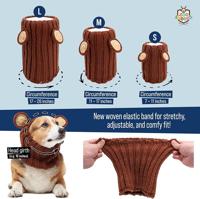 Zoo Snoods Axolotl Dog Costume - Warm Crochet Salamander Snood Wrap for Pets, Neck Ear Cover Protection, Halloween Winter (Large)