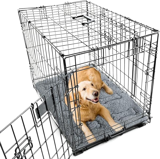 Dog Bed Crate Mat(42" X 28") 2 Pack, Soft Plush Dog Bed Pad | Machine Washable Crate Pad, Dog Sleeping Mat with Anti Slip Bottom, Grey