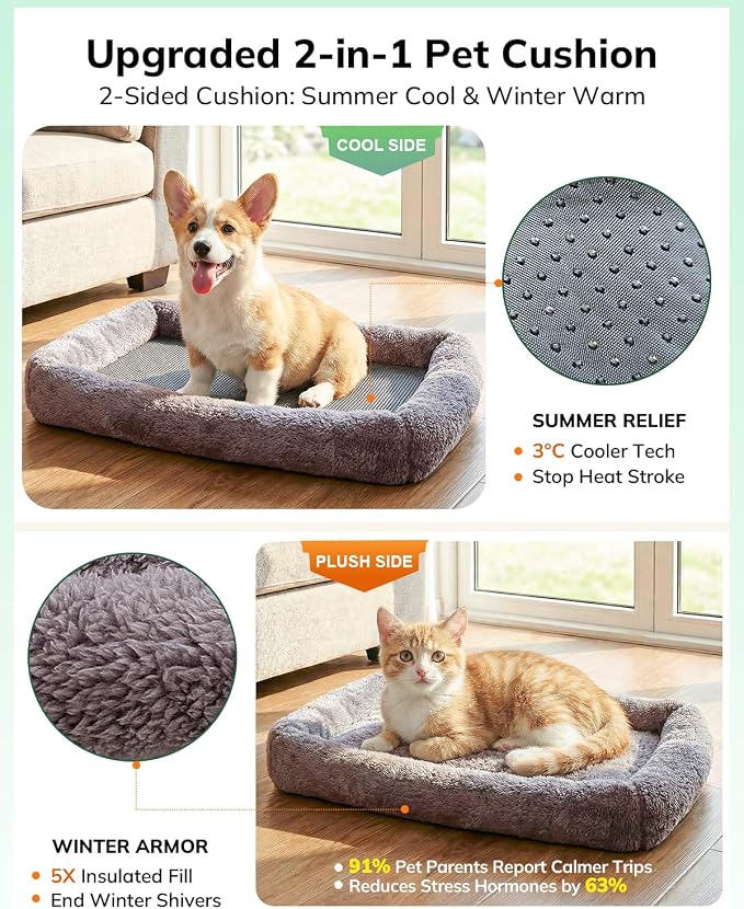 Morpilot Cat Carrier Soft for Large Medium Cats and Puppy up to 20lbs | with Dual-Sided Cushion, Secure Buckle and Foldable Bowl, Dog Carriers for Small Dogs - Pet Carrier (Green)