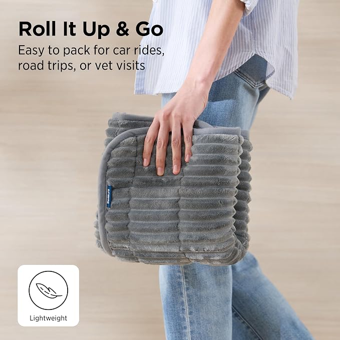 Bedsure ComfyFleece™ Washable Dog Crate Pad,Soft Fluffy Small Pet Mat,24" | Thin Kennel Pad for Crates Topper,Flat Corduroy Fleece Pads for Dog Cages,Nonslip Bottom,Not Chewproof,Grey