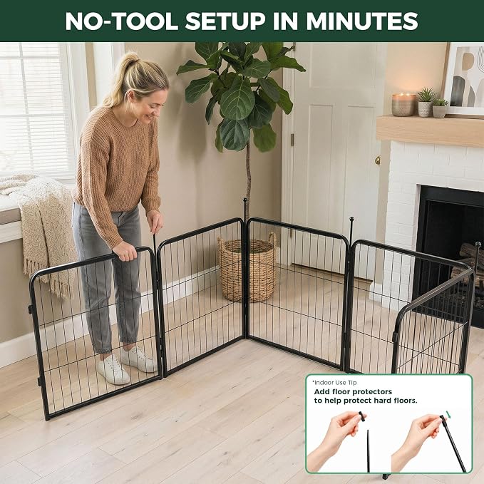 FXW Rollick Dog Playpen, Indoor, Yard & RV Camping, 24" H, 8 Panels | Easy setup, Heavy-duty, DIY layouts, Walk-through gate, for Puppies & Small Dogs, Patented
