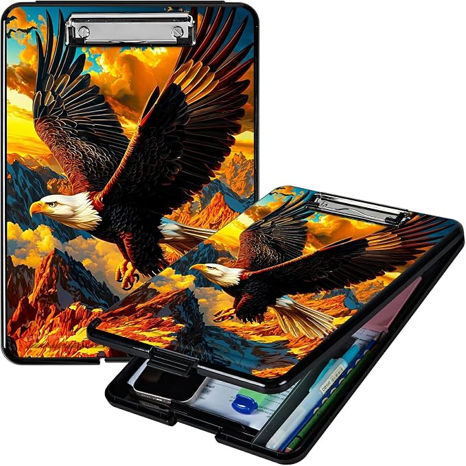Mountain Eagle A4 Clipboard with Storage Pen Holder, Clipboards Organizer Nursing Clipboard Foldable File Folder Plastic Clipboard Folio Clip Board for Office Students Classroom Doctor