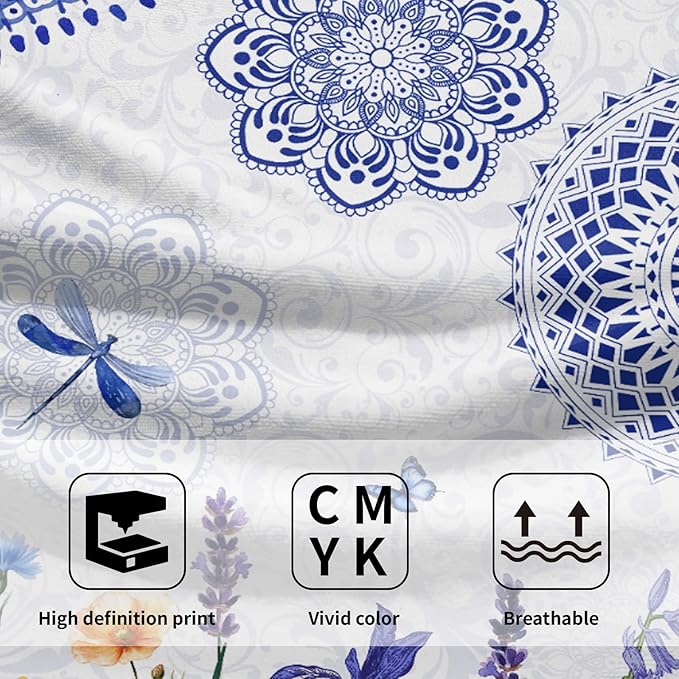 Giwawa Navy Flower Hand Towels Set of 2 Blue Floral Decorative Soft Microfiber Face Towel Kitchen Dish Towels for Bathroom Home Hotel Gym Decor