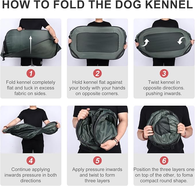 36 Inch Foldable Dog Kennel for Large Dogs, Portable Waterproof Pop-Up Pet Crate, Indoor Outdoor Travel Car Seat Kennel (Green)