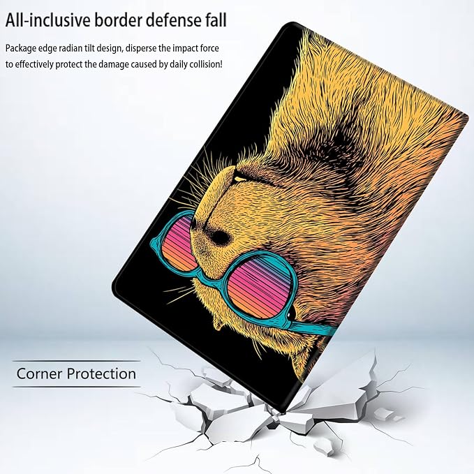Bxgolkgd Tablet Case for Samsung Galaxy Tab A 10.1 Inch 2019(SM-T510/T515/T517),Shockproof Stand Cover with Heat Dissipation,Auto Wake/Sleep Function,Cute Capybara