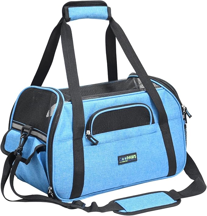 Jespet Airline Approved Soft-Sided Kennel Pet Carrier Travel Handbag | Lightweight, Foldable, Portable, Built-In Safety Leash, Luggage Sleeve, for Cats & Small Dogs, for Indoor & Outdoor