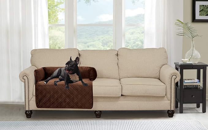 Brilliant Sunshine Chocolate Velvet Dog Sofa Slipcover, Medium | Calming Pet Couch Bed with Removable & Washable Cover, Funiture Protector & Bed Mat for Dogs, Pets, Cats, 30"×32"×8"