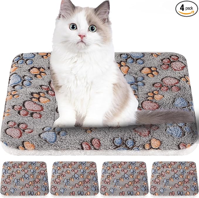4 Pack Soft Pet Bed Mat Small Dog Crate Fleece | Tuanse Soft Pet Beds Mat Small Dog Crate Fleece,13 X 19 Inches,Gray