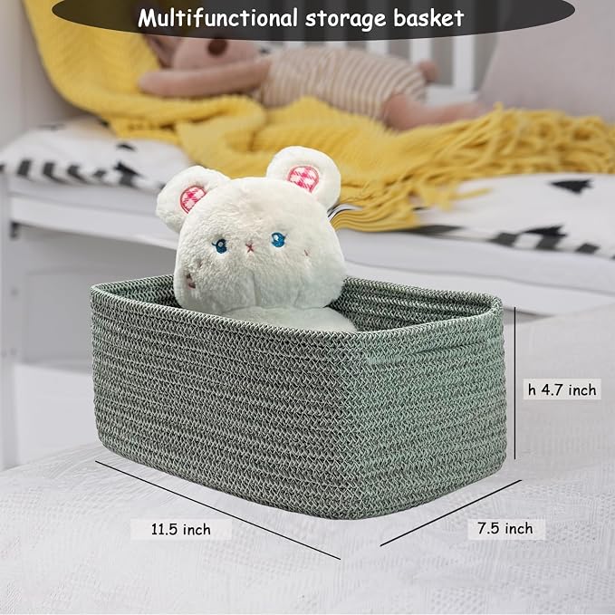 COMFY-HOMI 11.5"x7.5"x4.7" Storage Baskets for Organizing | Cotton Rope Woven Basket | Toy Storage Bin Box | Basket for Shelves, Closet Organizer Bin, Decorative Closet Shelf, 1 Pack