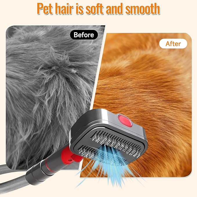 Pet Grooming Kit Dog Hair Vacuum Attachment for Dyson V7 V8 V10 V11 V15， Pet Hairs Parts Head Replacement，Effective Grooming & Cleaning， Hair Grooming Tools for Dog and Cat， 6 Pack