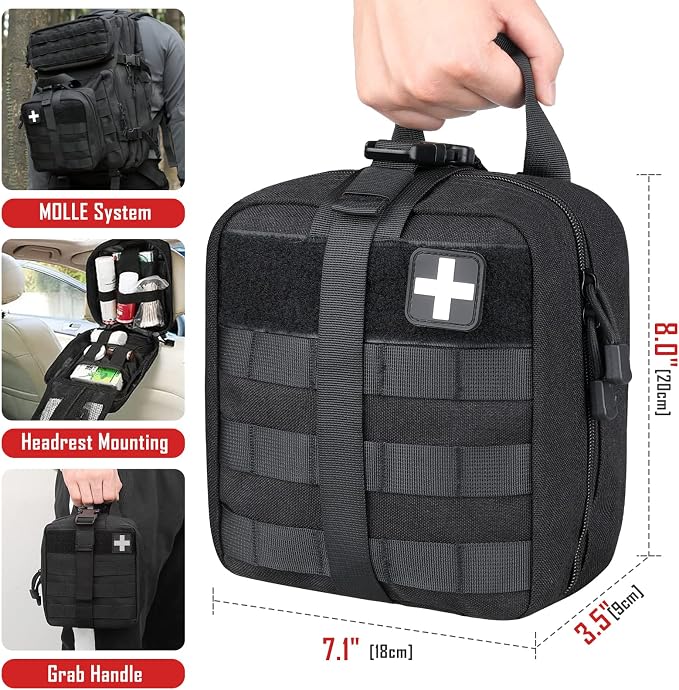 LIVANS 1000D First Aid Bag Empty, Medical Ifak Pouch for Emergency & EMT | Molle Compatible, Rip-Away & Quick-Release Design, Versatile for Tactical, Camping, Hiking and Travel