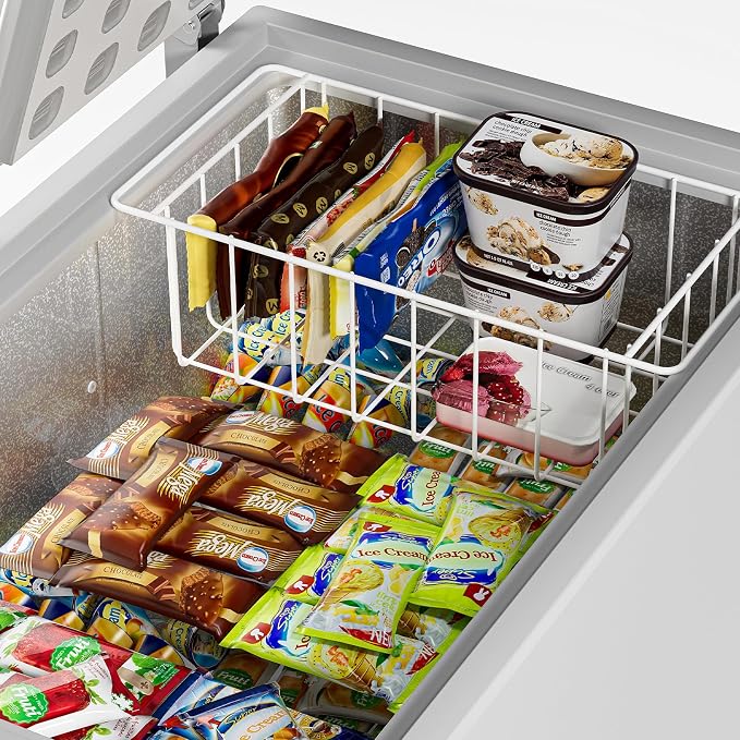 17.5 Inch Chest Freezer Organizer Storage Baskets Bins Metal Wire, Settle freezer chaos and reduce food waste effectively, Durable, Fully Use Space, Improve Air Circulate, 2 Pack