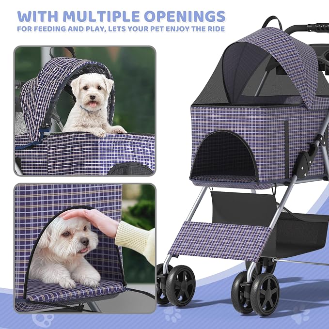 Magshion 3-in-1 Foldable Pet Stroller for Small to Medium Dogs and Cats | Dog Travel Jogger with Detachable Carrier, Cup Holder & Storage Basket, For Small/Medium Dogs & Cats Up to 33 lbs
