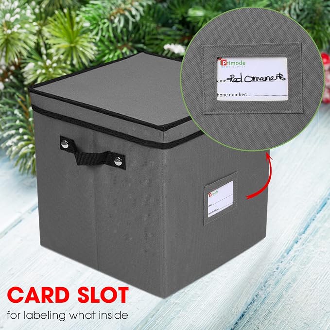 Holiday Ornament Storage Chest, With 4 Trays Holds Up to 64 Ornaments Balls, With Dividers (Gray)