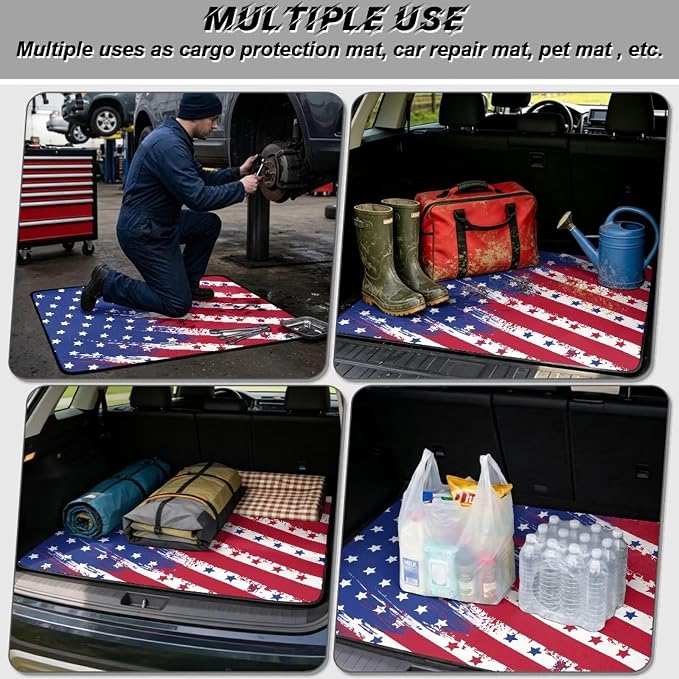 Howilath USA Flag Car Cargo Liner 29"x39" Trunk Mats for Cars, Trunk Liners for Cars Rear Cargo Cover, Universal Fit Vehicle Interior Accessories