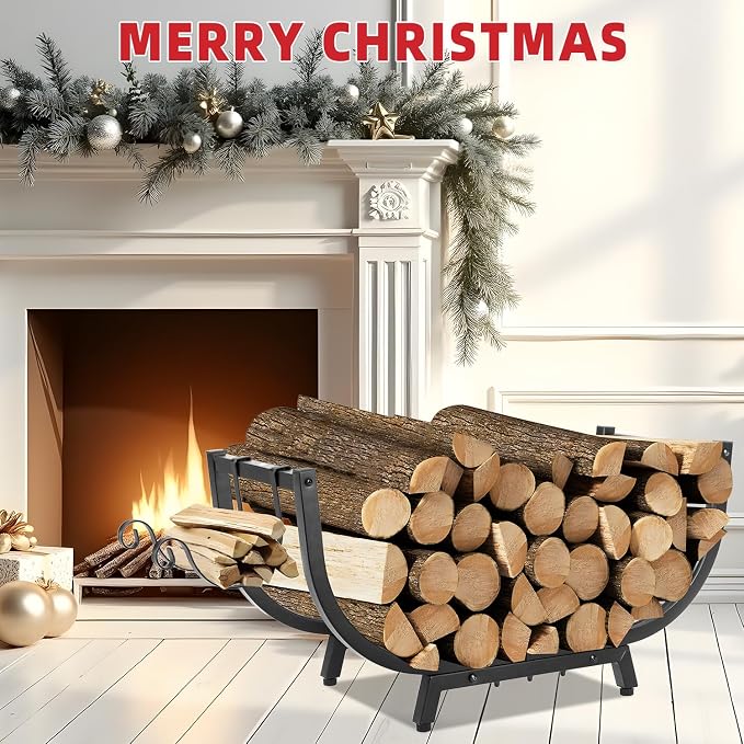 Kendane 30" Firewood Rack Outdoor and Indoor, Compact Firewood | log Storage & Holder,Stable Log Holder with Reinforced Steel Frame, Waterproof Rustproof Wood Storage Rack for Fireplaces