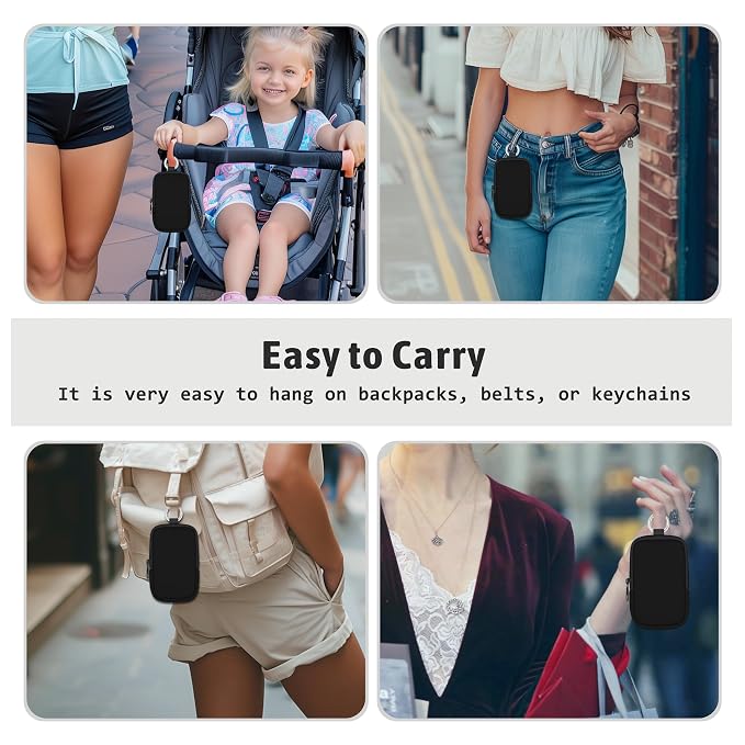 Hand Sanitizer Holder, Black Spray Case Zippered Pouch | Keychain, Travel Size, Cute Fashion Accessory with Snap Hook, for Glow Mist and Power Mist 1FL OZ, Mini Small Pocket Clip on