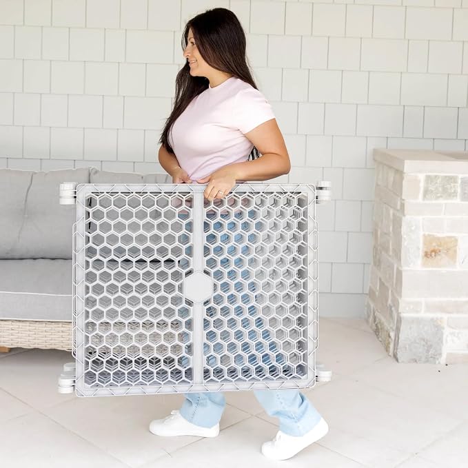 Regalo Safety 192" Plastic 2-in-1 Super Wide Baby Gate & Play Yard | Adjustable Playpen, For Doorways & Open Spaces, For Babies, Toddlers & Pets, Gray, Tested & Trusted for 30 Years
