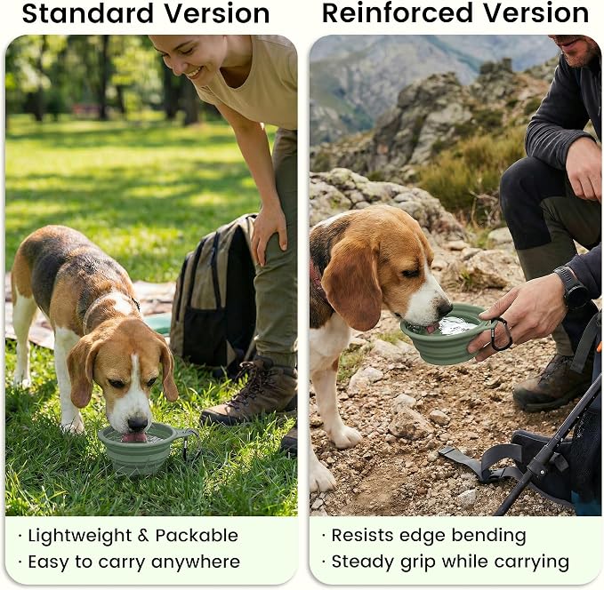 OHMO Small Collapsible Dog Bowls, Steel Rim, 12oz, 2pcs, Coral&Sage Green | Portable Pet Water&Food Bowl, Cat-Friendly, BPA-Free Silicone, Foldable, Hiking&Camping Travel Gear, Stable Shape, Easy-Clean
