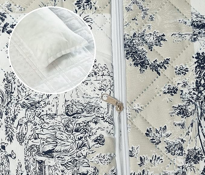 Brilliant Sunshine Blue Toile Dog Sofa Slipcover, Beige Ivory, Medium | Calming Pet Couch Bed with Removable & Washable Cover, Funiture Protector & Bed Mat for Dogs, Pets, Cats, 30"×32"×8"
