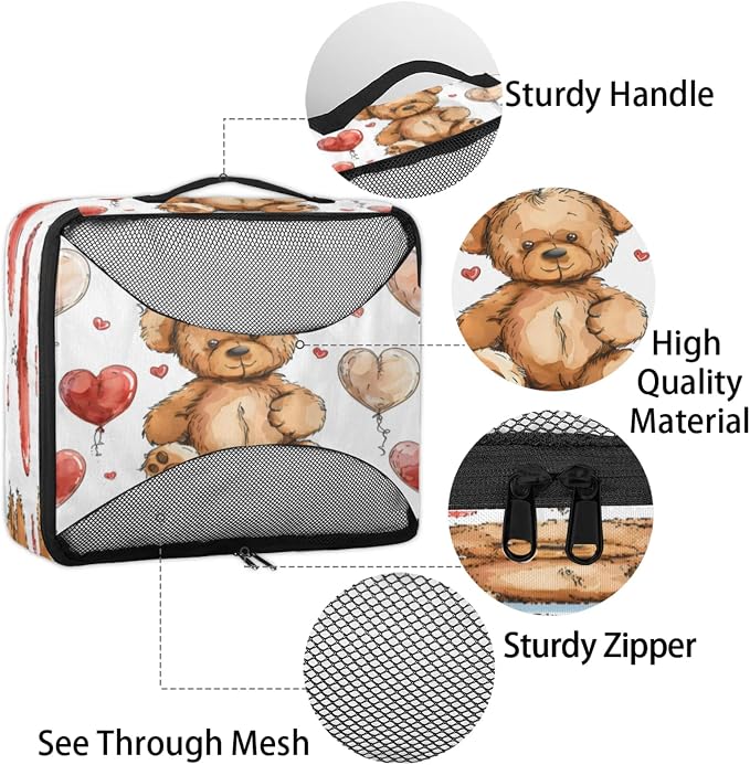 4 Set Packing Cubes for Travel, Animals Bears Packing Cubes for Women, Travel Luggage Packing Organizers, Packing Cube Set, Teddy Bears