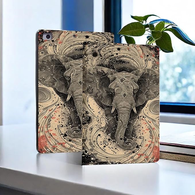 for Microsoft Surface Pro 8-13" 2021 Tablet Case,Auto Wake/Sleep,Adjustable Stand Protective Cover - Vintage Elephant Totem