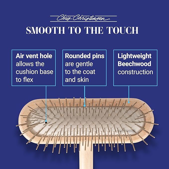Chris Christensen Original Series 27 mm T-Brush - Dog & Cat Grooming Brush, Groom Like a Professional, Stainless Steel Pins, Lightweight Beech Wood Body, Ground and Polished Tips