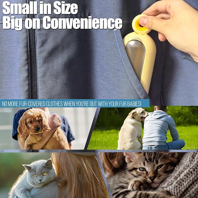 Lint Roller Resuable for Clothes, Magic Self- Cleaning Pet Hair Remover for Cats Dogs Fur, Portable Washable Pet Hair Removal Tool Brush for Curtain, Carpet, Bedding, Sofa, Couch, White