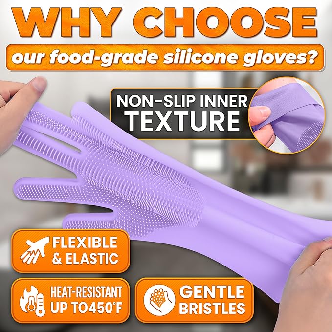 Cat & Dog Shampoo Gloves with 3000 Soft Bristles | 2-in-1 Dog Bath Gloves for Massage, Grooming & Clean Wet or Dry