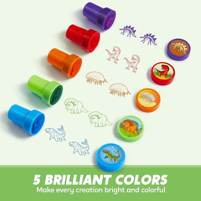 JOYIN 50PCS Dinosaur Stamps for Kids, 50 Different Designs, Fossils, Sea Dinosaurs, Stamps for Dinosaur Party Favor Bags, Classroom Prizes Stuffers, Treasure Box Toys, Birthday Gift