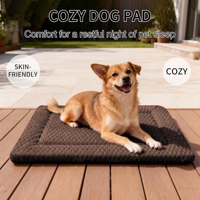 Dog Bed Mat - Dog Crate Pad - Reversible Mat for Pet Comfort - Soft Bed Crate Pads for All Seasons - Durable, Machine Washable Mat for Crates, Travel, and Home (Dark Brown, 30" L*20" W*1.5" Th)