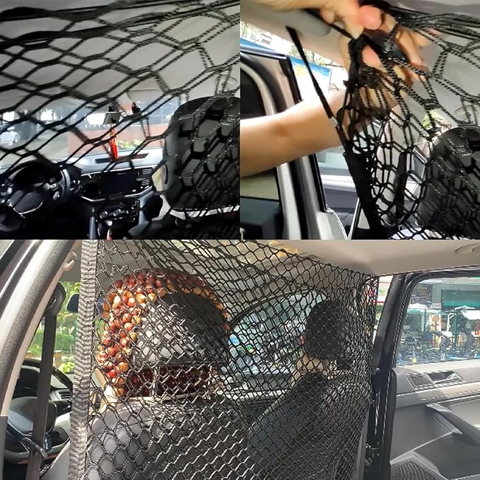 Dog Car Barrier for VW Arteon Sharan Touareg Scirocco Amarok Caddy Taro Teramont | Pet Mesh Divider Gate Between Seats, Backseat Safety Barrier for Dogs Travel