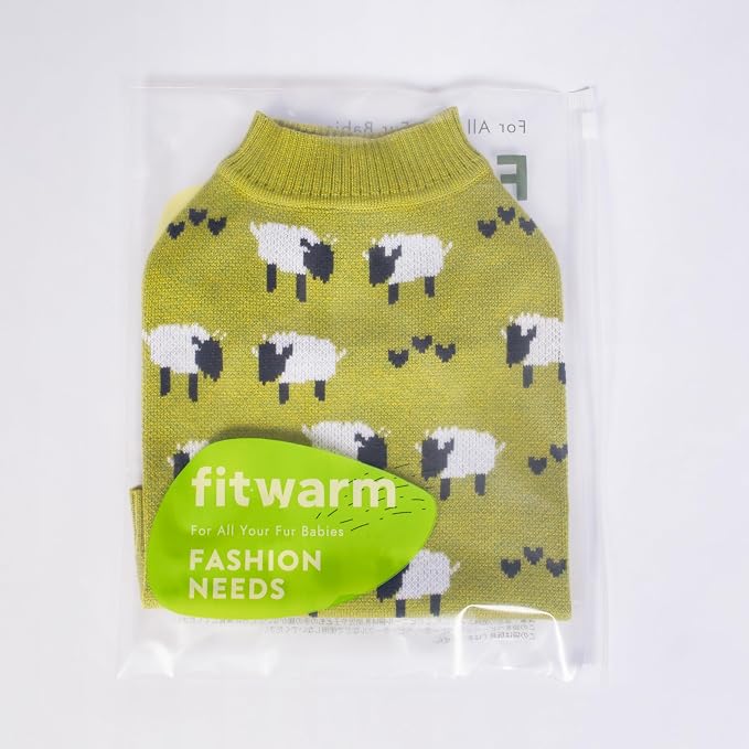 Fitwarm Funny Sheep Dog Sweater, Thermal Winter Clothes for Small Dogs, Boy, Girl - Dog Holiday Pullover Jumper, Pet Outfit - Black, Green, White, S