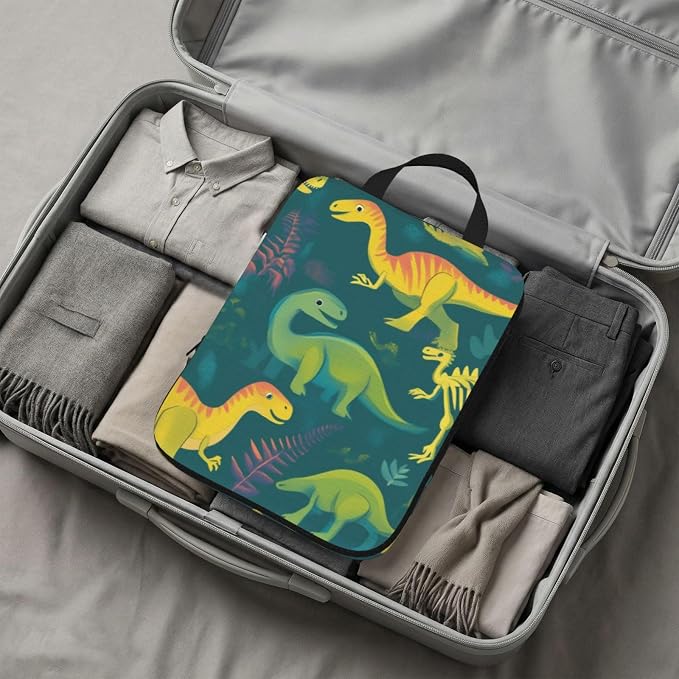 4 Set Compression Packing Cubes for Travel | Dinosaurs Skeletons Cube Storage Organizer For Carry On Expandable Space Saver Packing Bags Travel Essentials