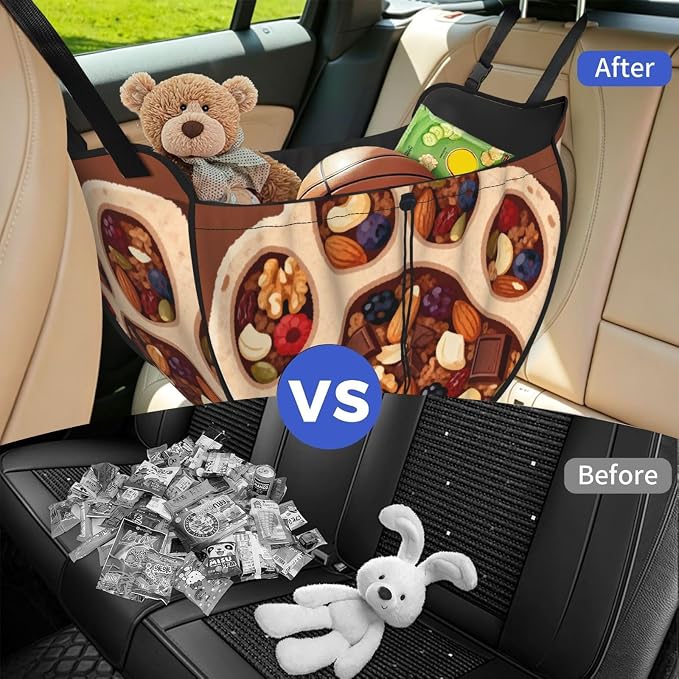 Cute bear paw Car Seat Organizer-Backseat Storage Bag for Travel | Waterproof Durable. Holds Snacks Gear Essentials. Fits Most Cars.