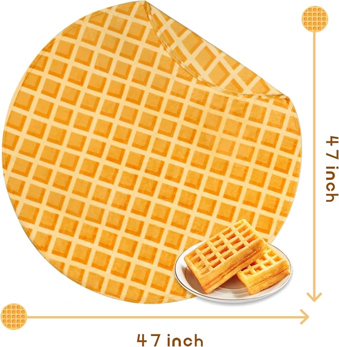 Bnuitland Waffle Funny Blanket, 300 GSM Double Sided Giant Realistic Super Soft Food Blanket, Novelty Tortilla Swaddle for Baby/Kids and Pets Wrap