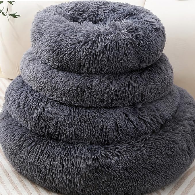 Dogs Bed for Small Dogs, Machine Washable, Anti-Anxiety, Pet beds, 24in | Calming Cat Beds, Faux Fur Pillow, Orthopedic Large Pet Cuddler, Deep Sleeping, Up to 28 Lbs
