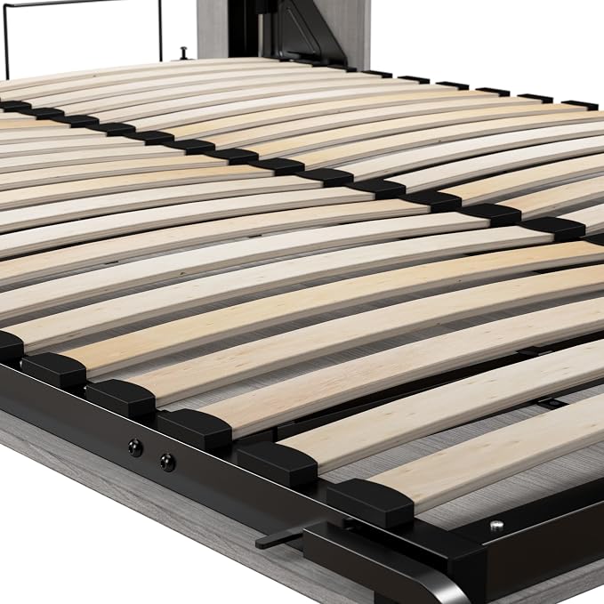 Bestar Full Murphy Bed with Closet Organizer, Platinum Gray, Claremont, 99W | Closet Organizers; dual piston mechanism; for guest room or multipurpose space; 10-year warranty